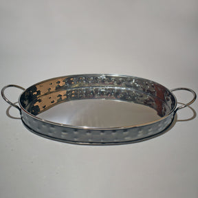 Gunmetal Elements Oval Tray – Modern Elegance for Serving & Display