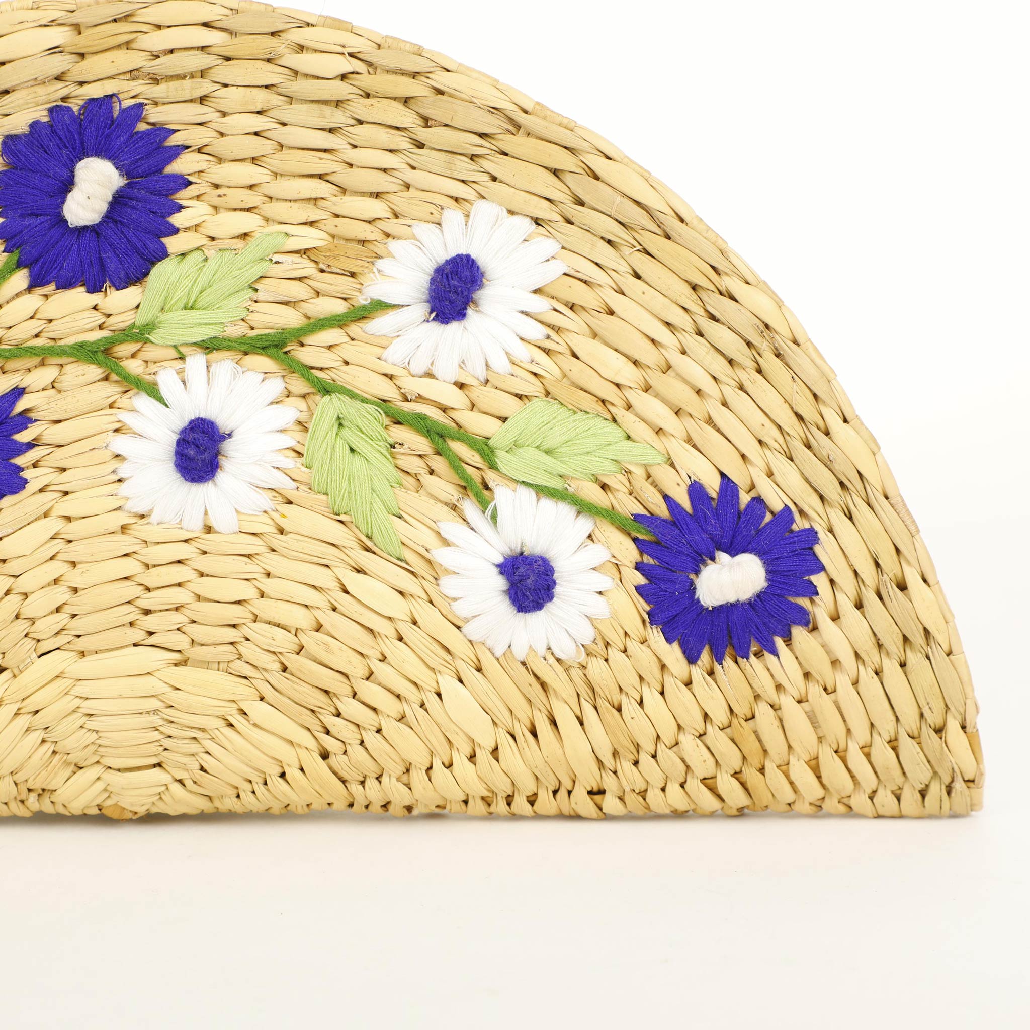 Shaila Straw Handmade Embroidered Clutch