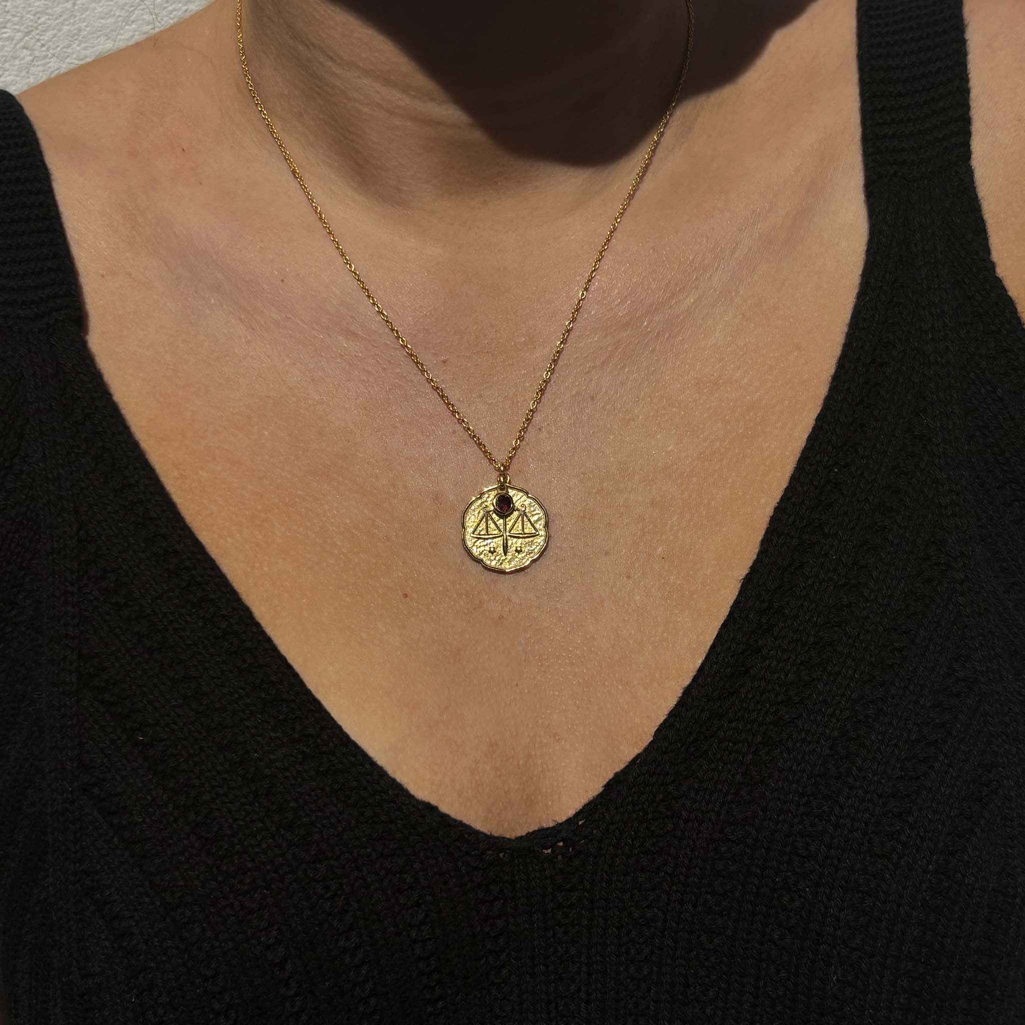 Libra Necklace With Birth Stone Charm