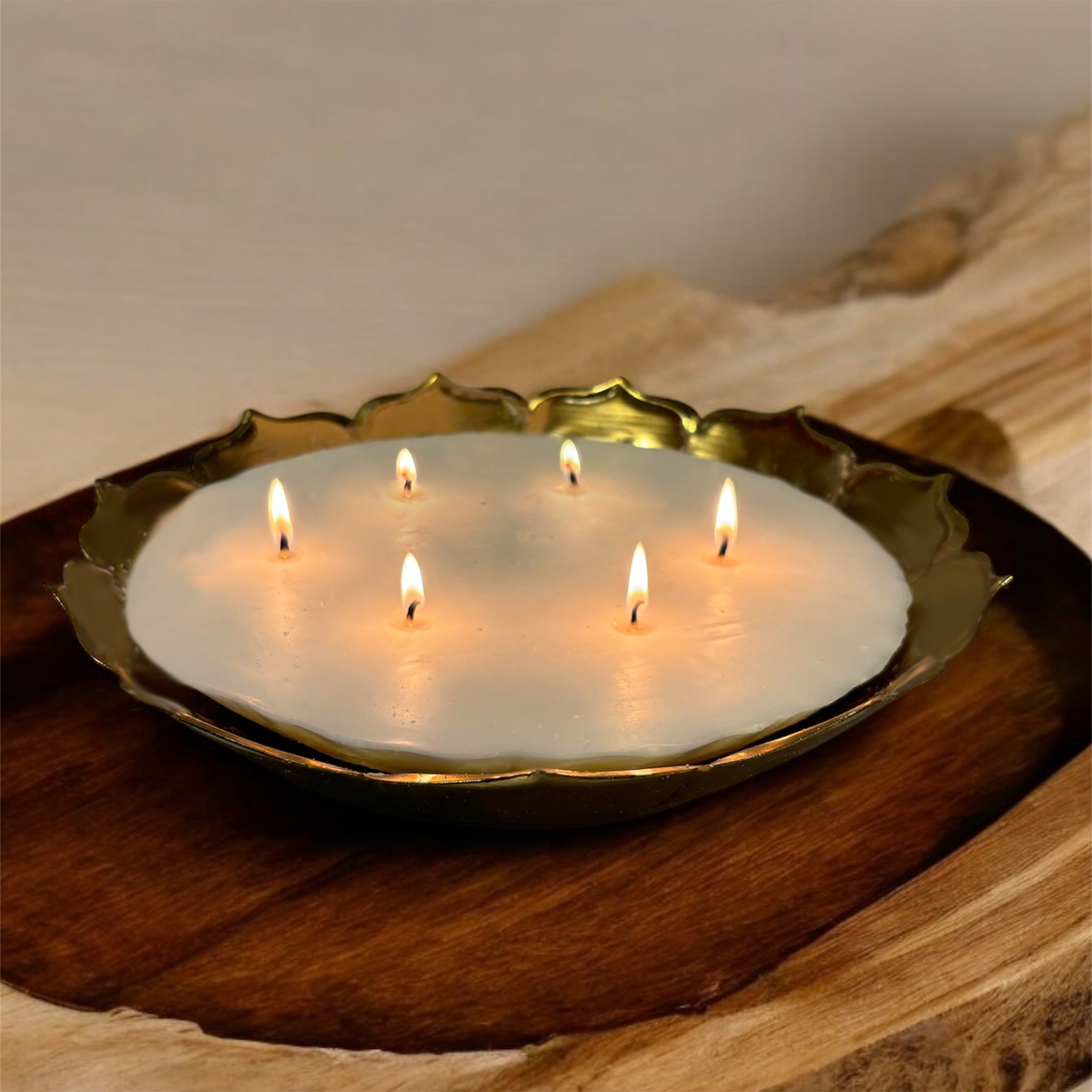 Large Copper Lotus Candle