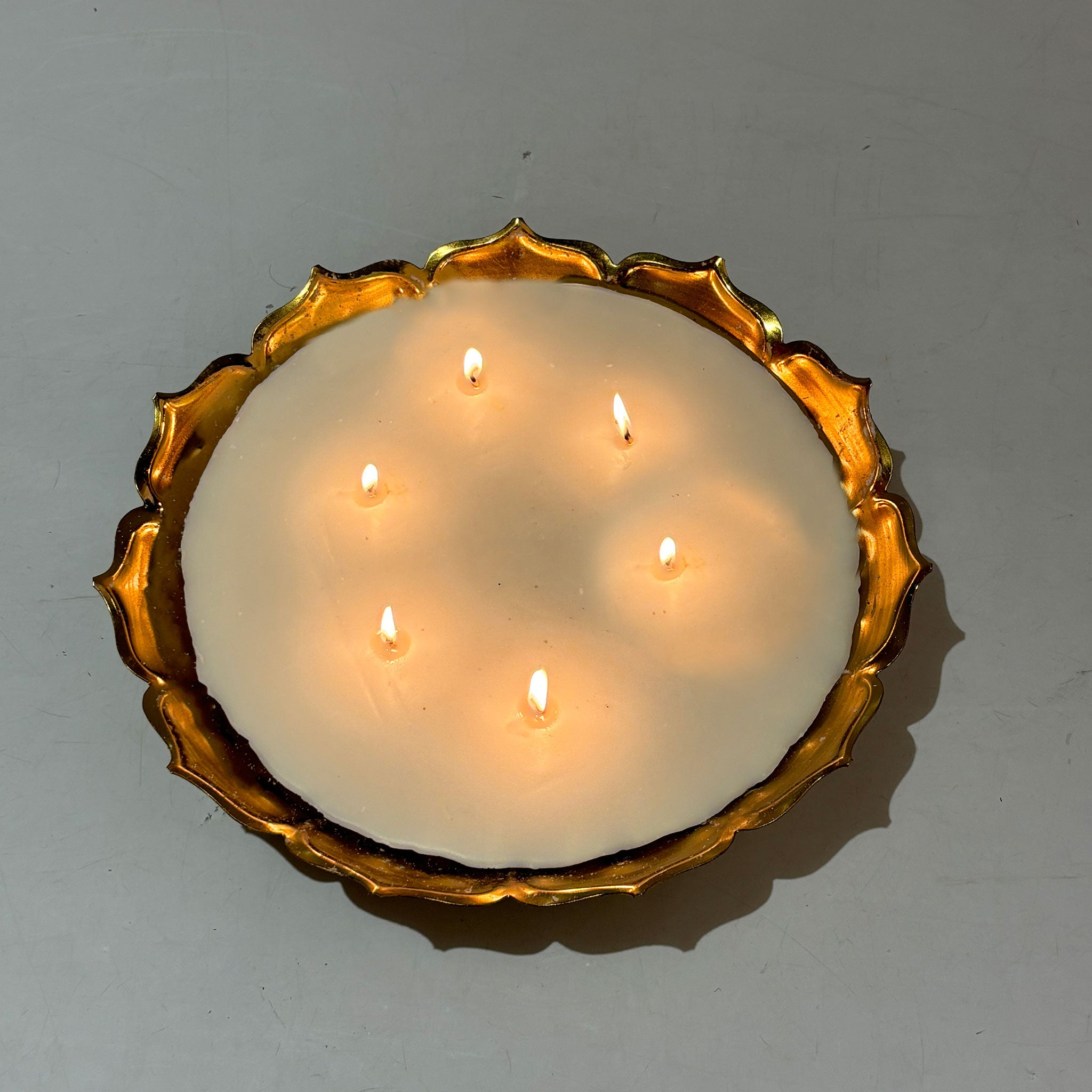 Large Copper Lotus Candle