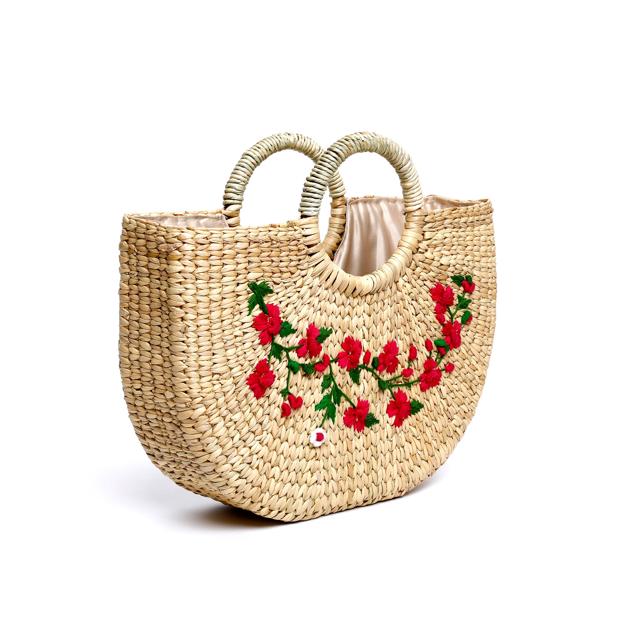 Turvi Straw Handmade Embroidered U Bag