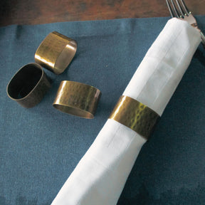 Brass Napkin Rings - Hammered Set of 4