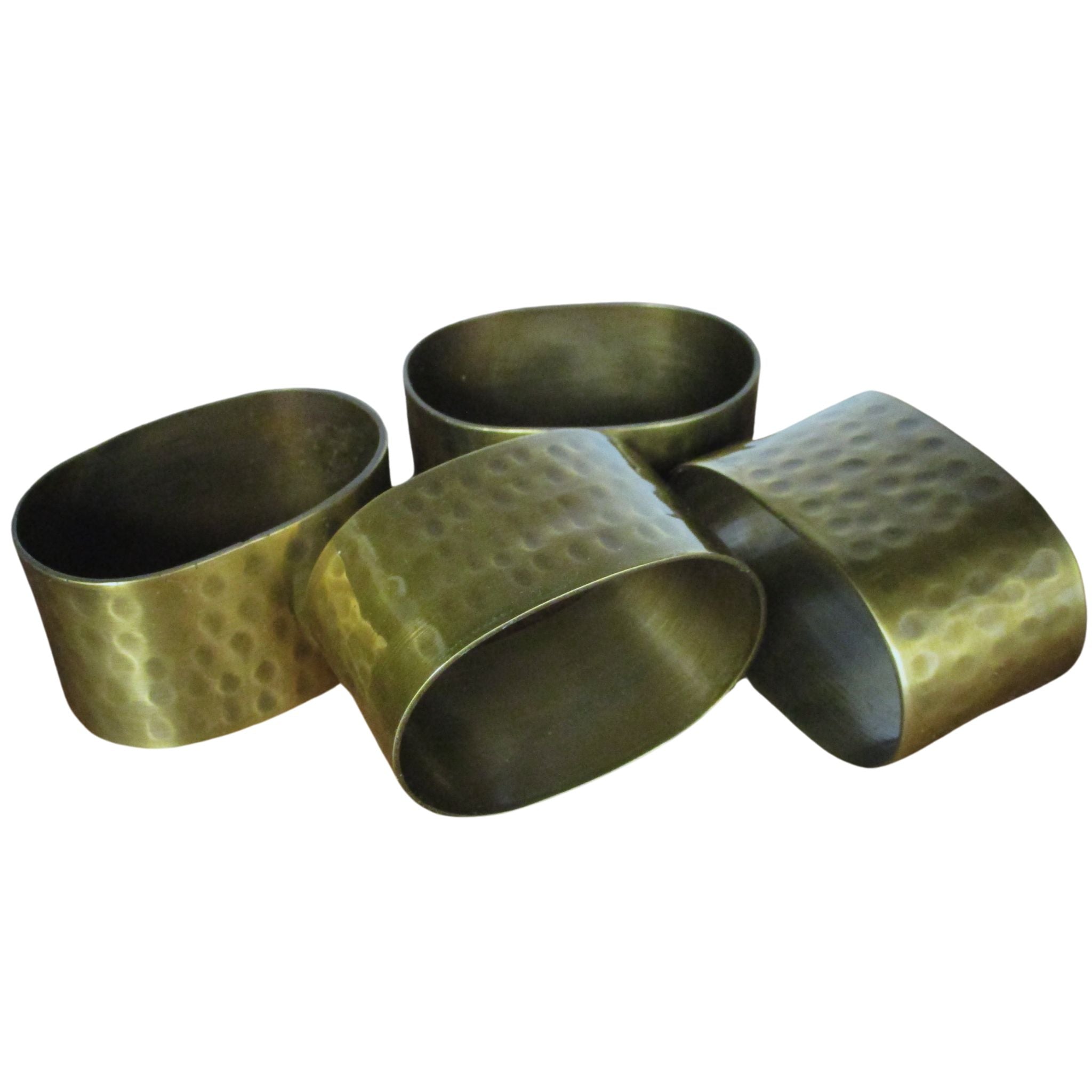 Brass Napkin Rings - Hammered Set of 4