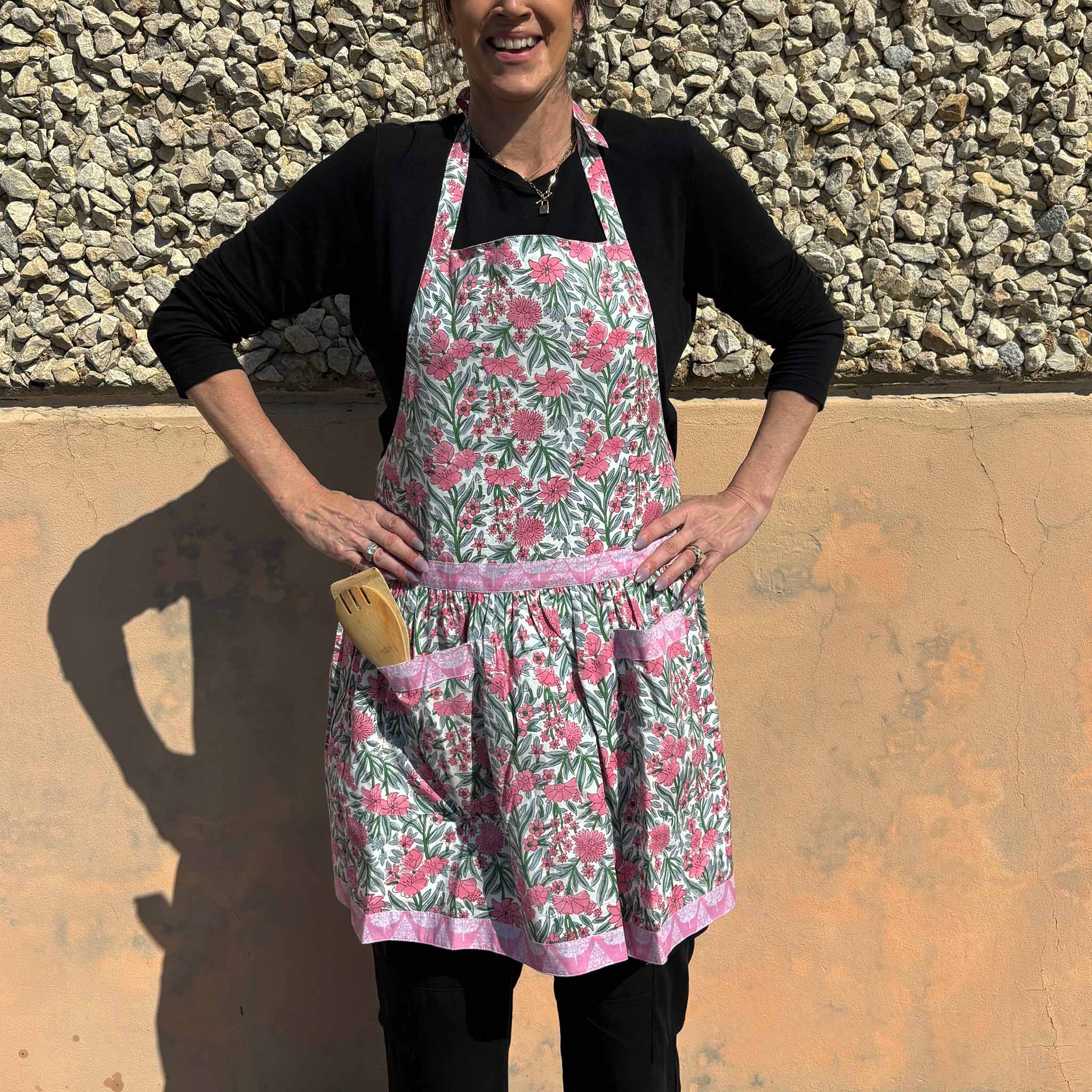 Kids or Adult Pink Blooming Apron