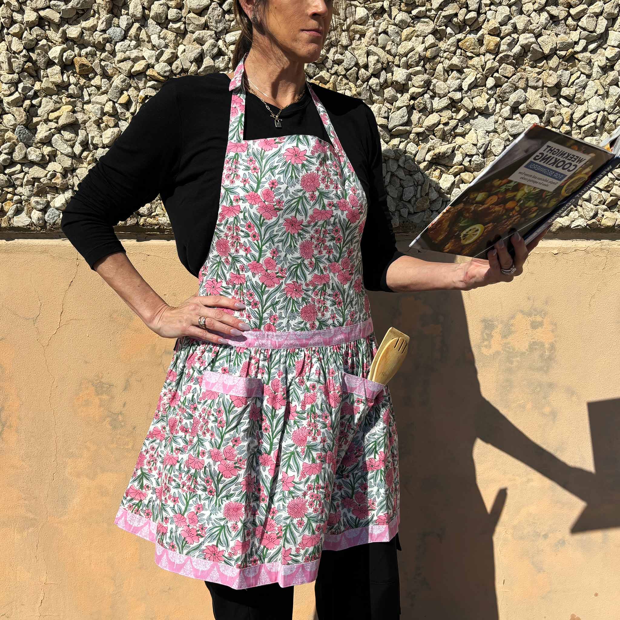 Kids or Adult Pink Blooming Apron