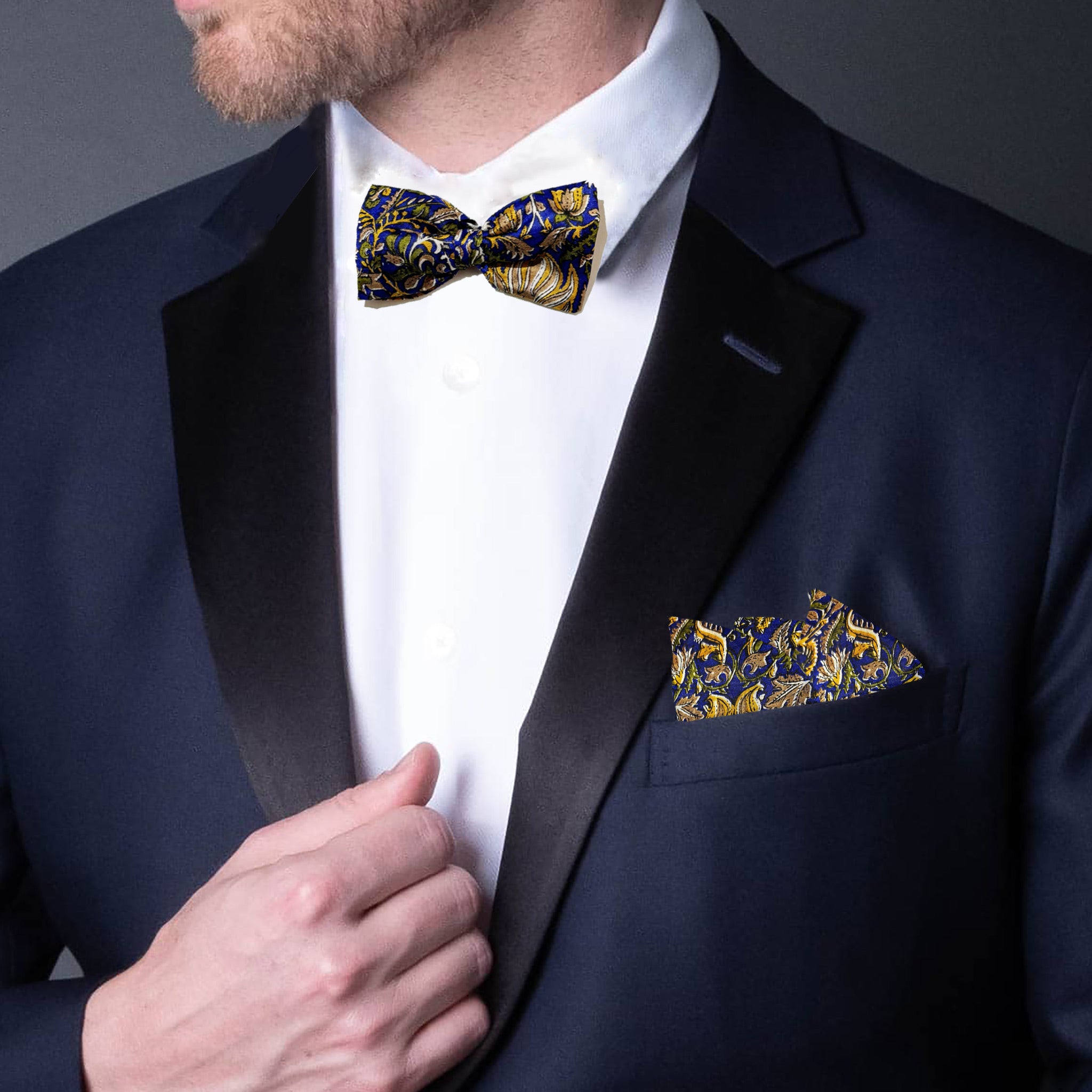 Gilded Baroque Bowtie + Pocket Square