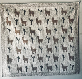 Playtime Block Print Llama Blanket