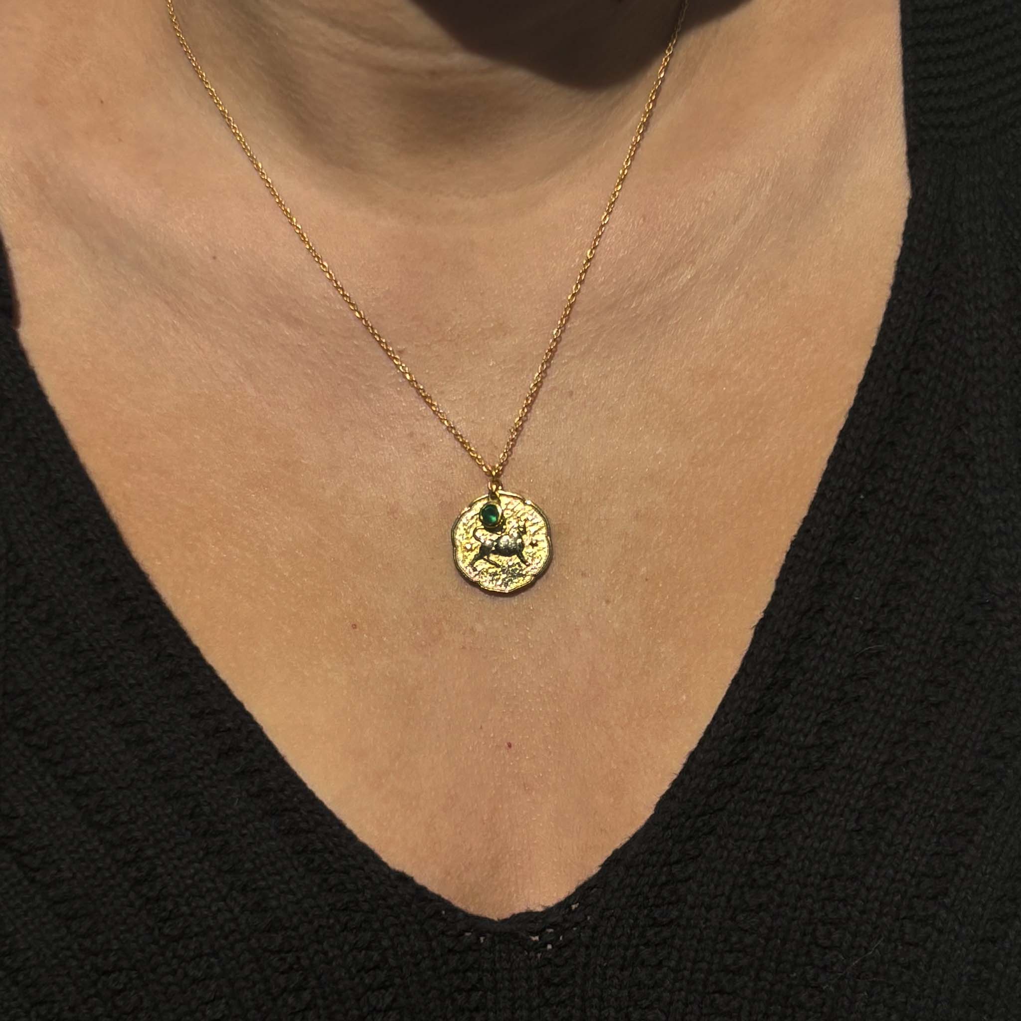 Taurus Necklace with Birth Stone Charm