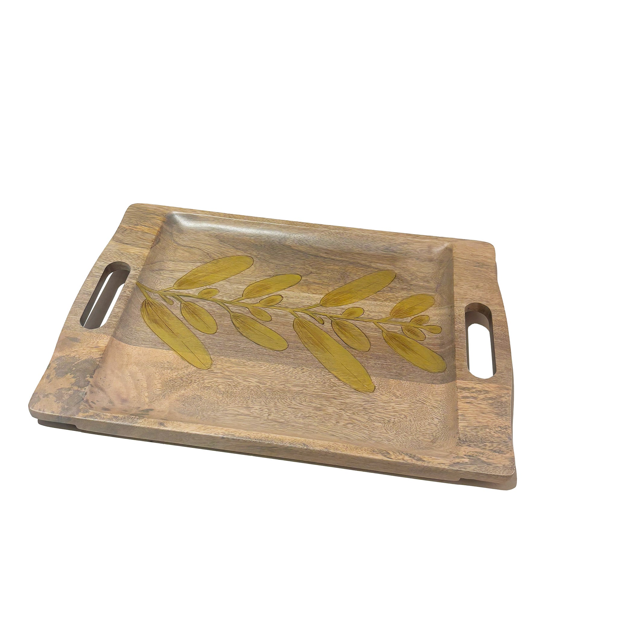 Wood Tray with Yellow Florals