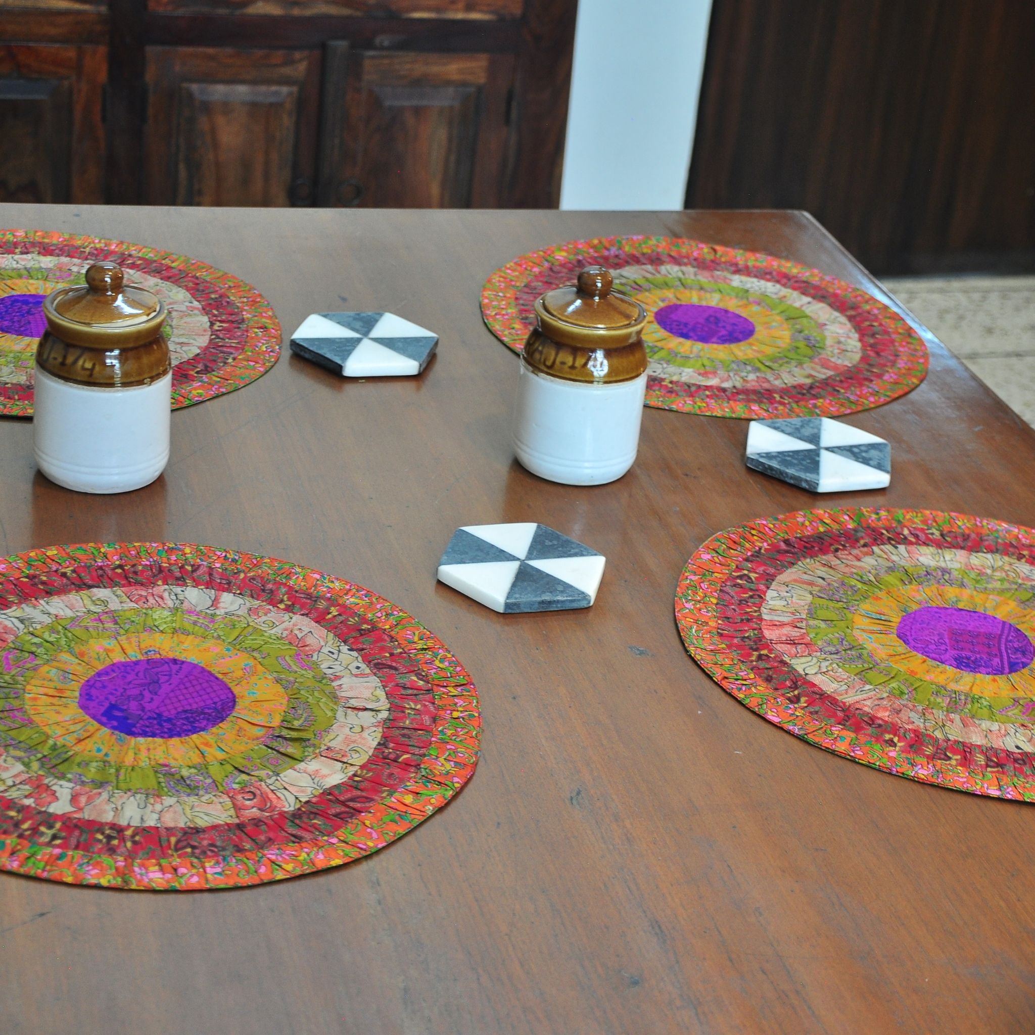 Bhoomi Eco Friendly Silk Fabric Scraps Hand Made Set of 4 Placemat