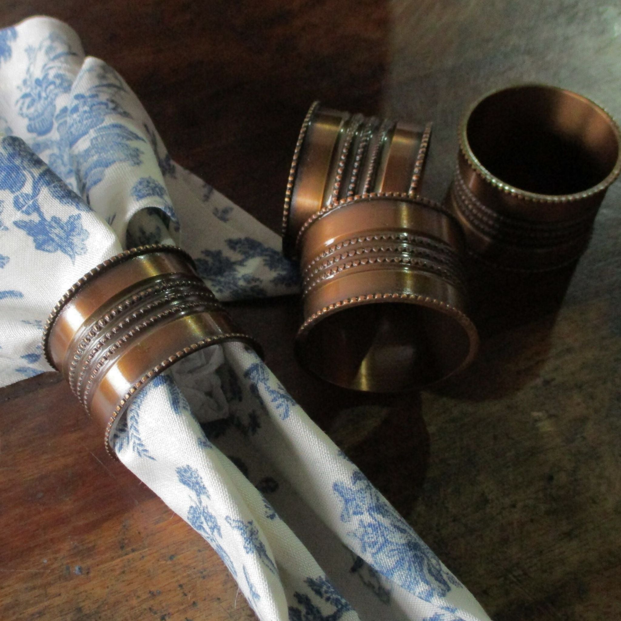 Beaded Copper Napkin Rings -Set of 4
