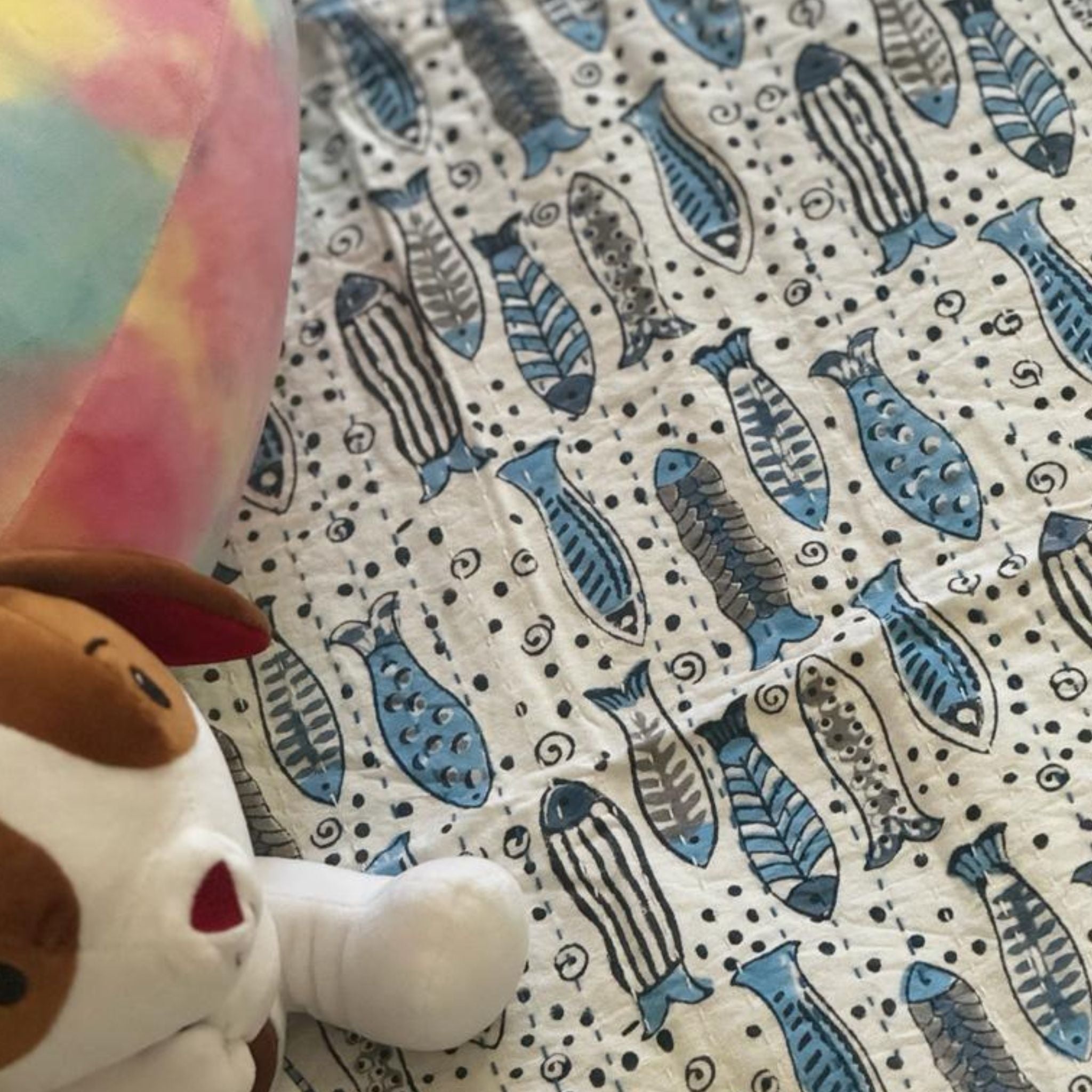 Tummy-Time / Play-Time Blanket - Fish Print | Shastrahome.com