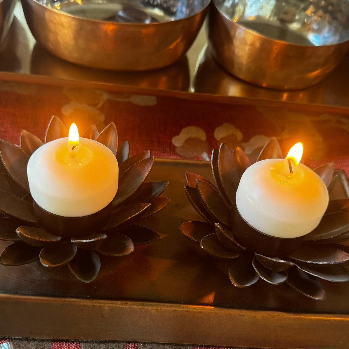 Copper Lotus Tealight