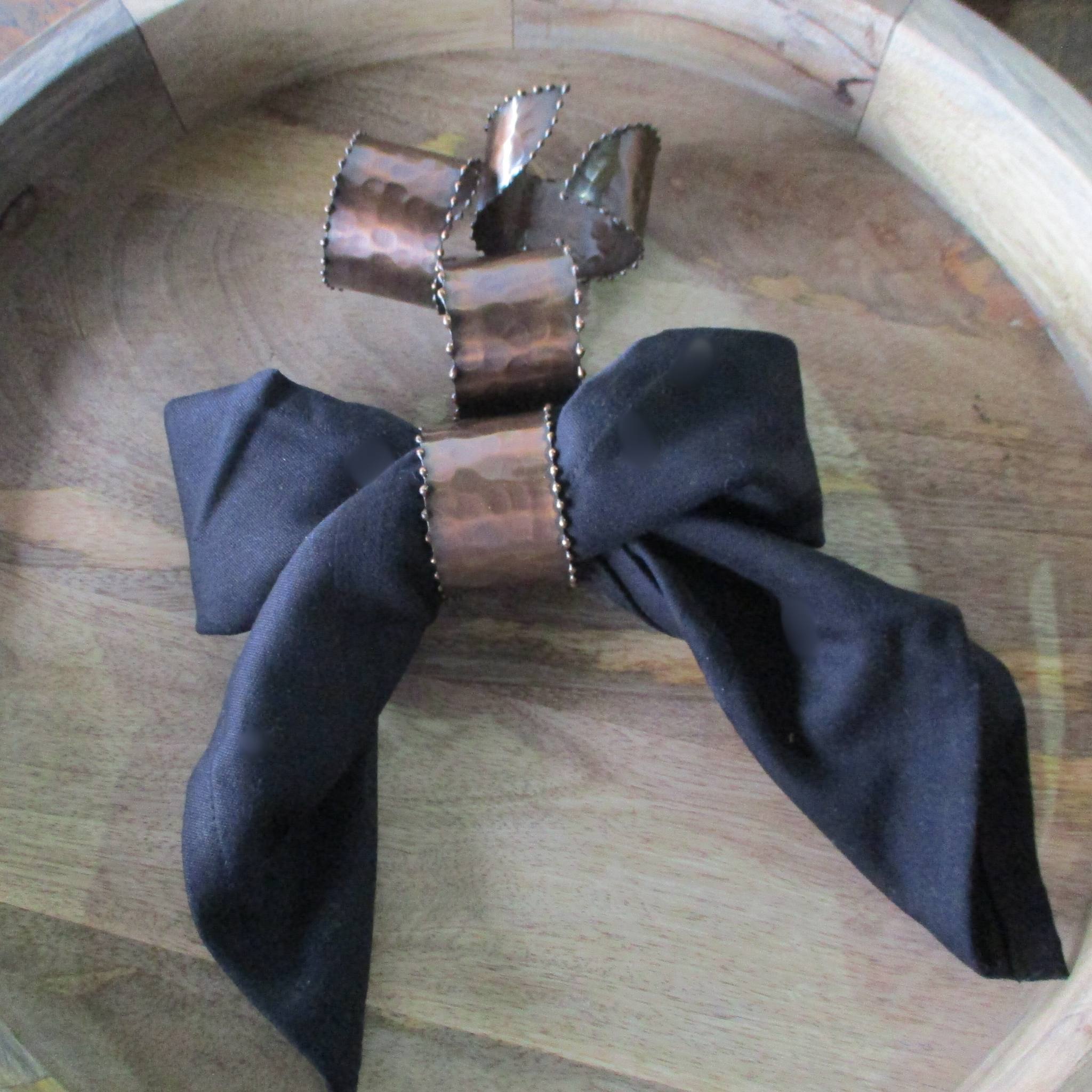 Servilleteros de cobre martillados, juego de 4