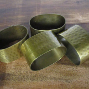 Brass Napkin Rings - Hammered Set of 4