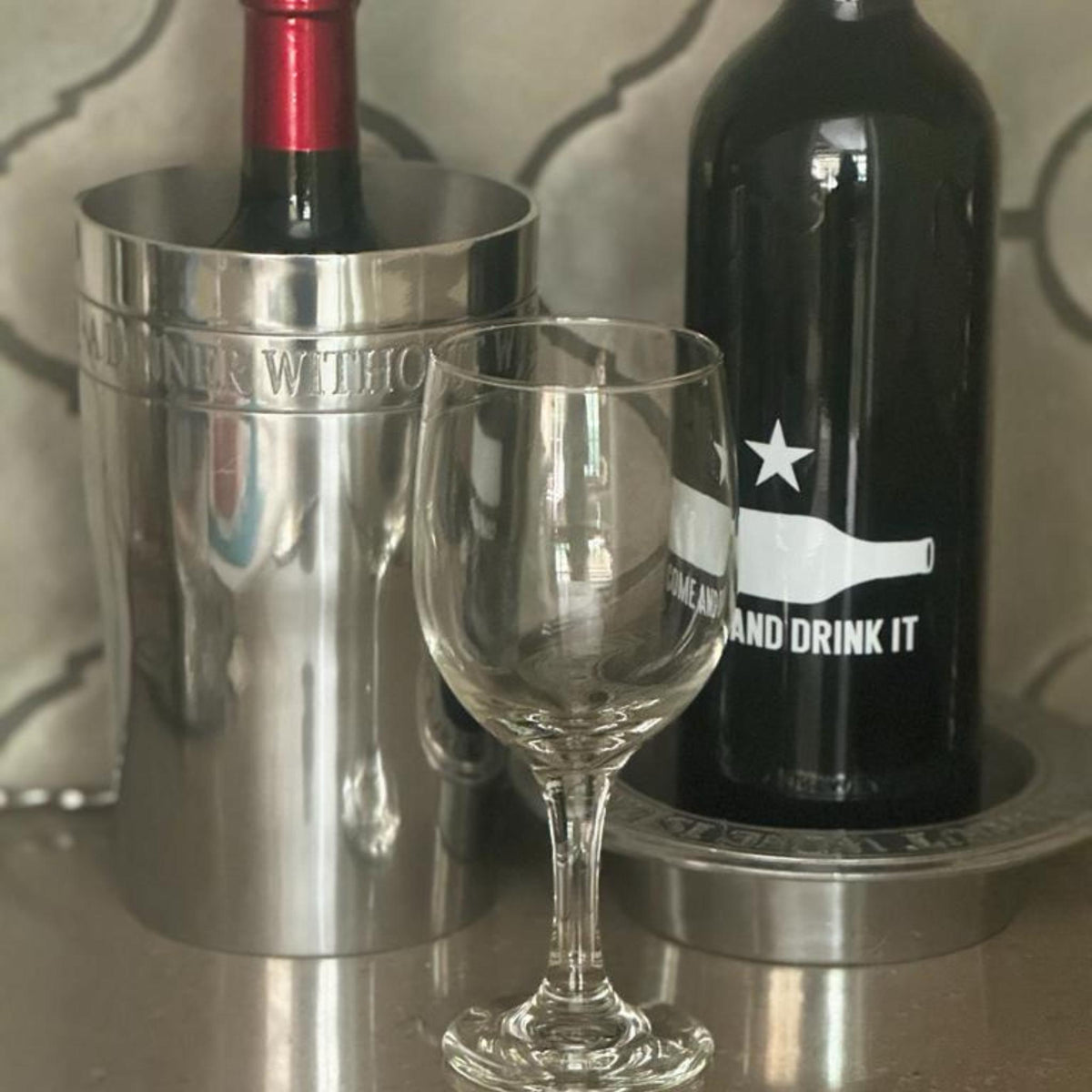 A Day Without Wine - Cast Aluminum Wine Bottle Cooler Holder