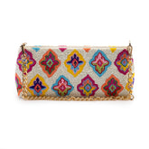 Ashoka Clutch - Bright Beaded Diamonds and Gold Chain, Summer Ready