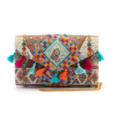 Pallava Clutch - Textured Fringe and Beadwork with Dynamic Design