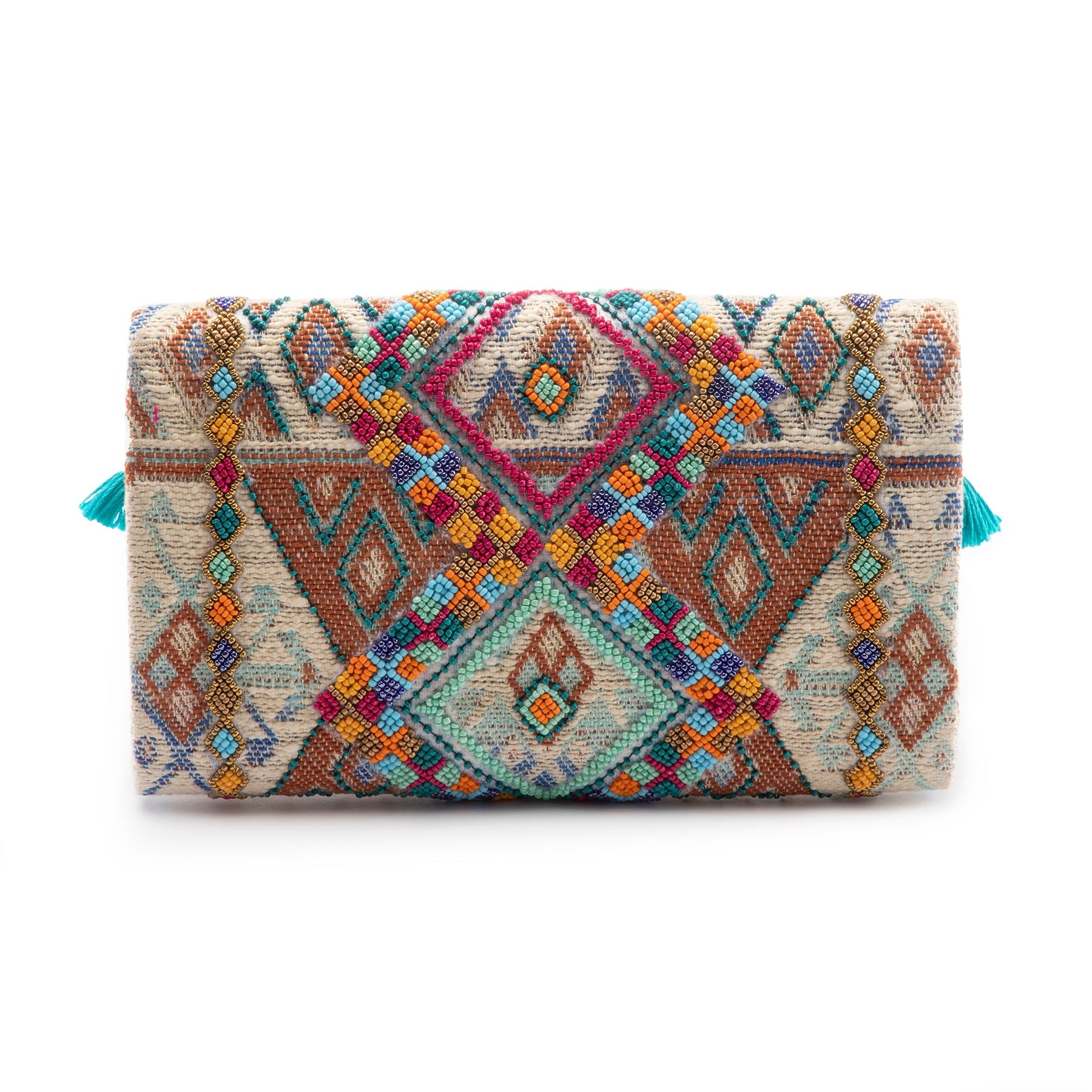 Pallava Clutch - Textured Fringe and Beadwork with Dynamic Design