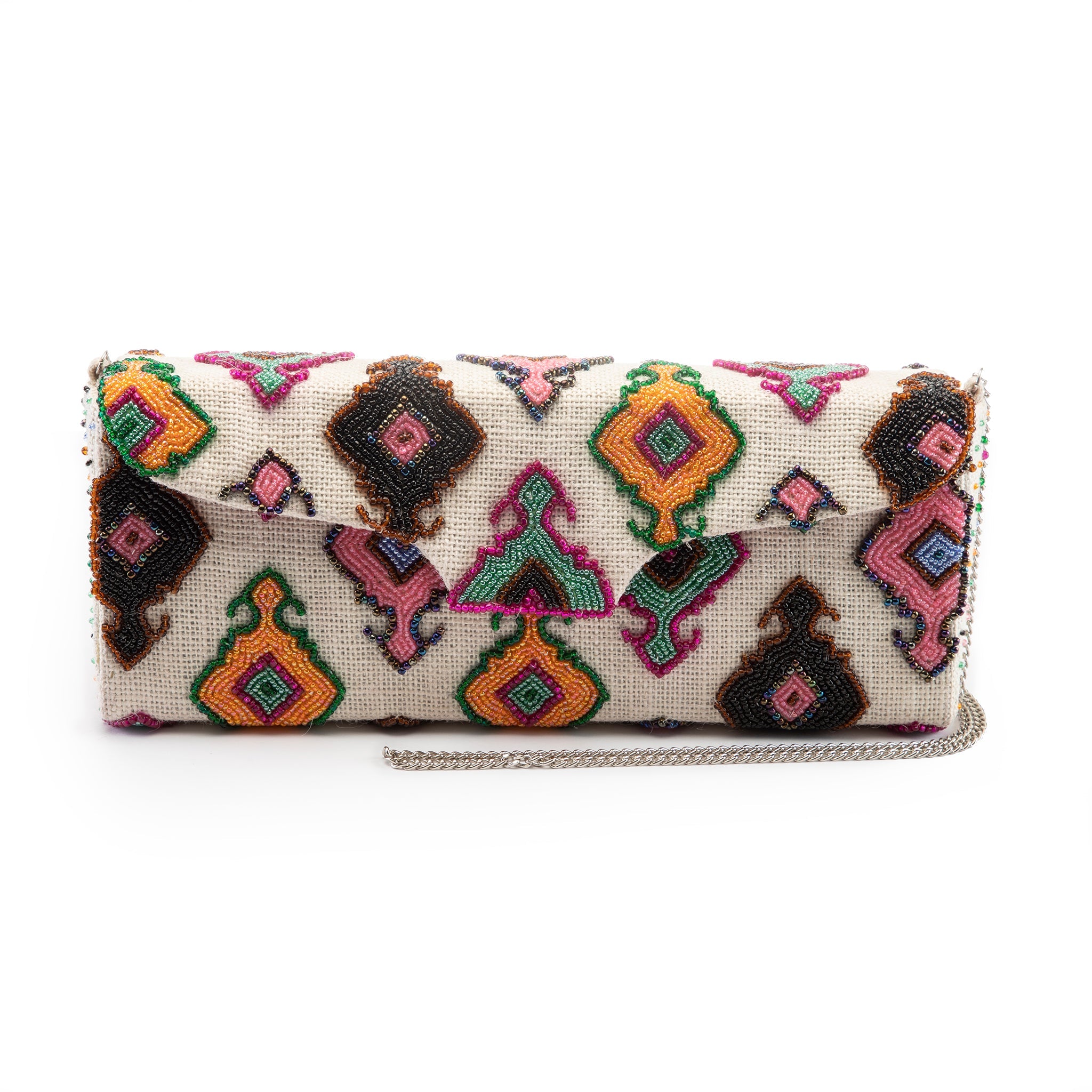 Badami Clutch - Beaded Diamonds in Sophisticated Black, Brown, Brights