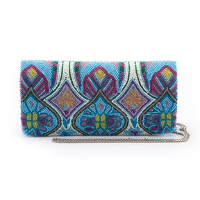 Pratap Clutch - Vibrant Beadwork with Silver Chain by Indian Artisans