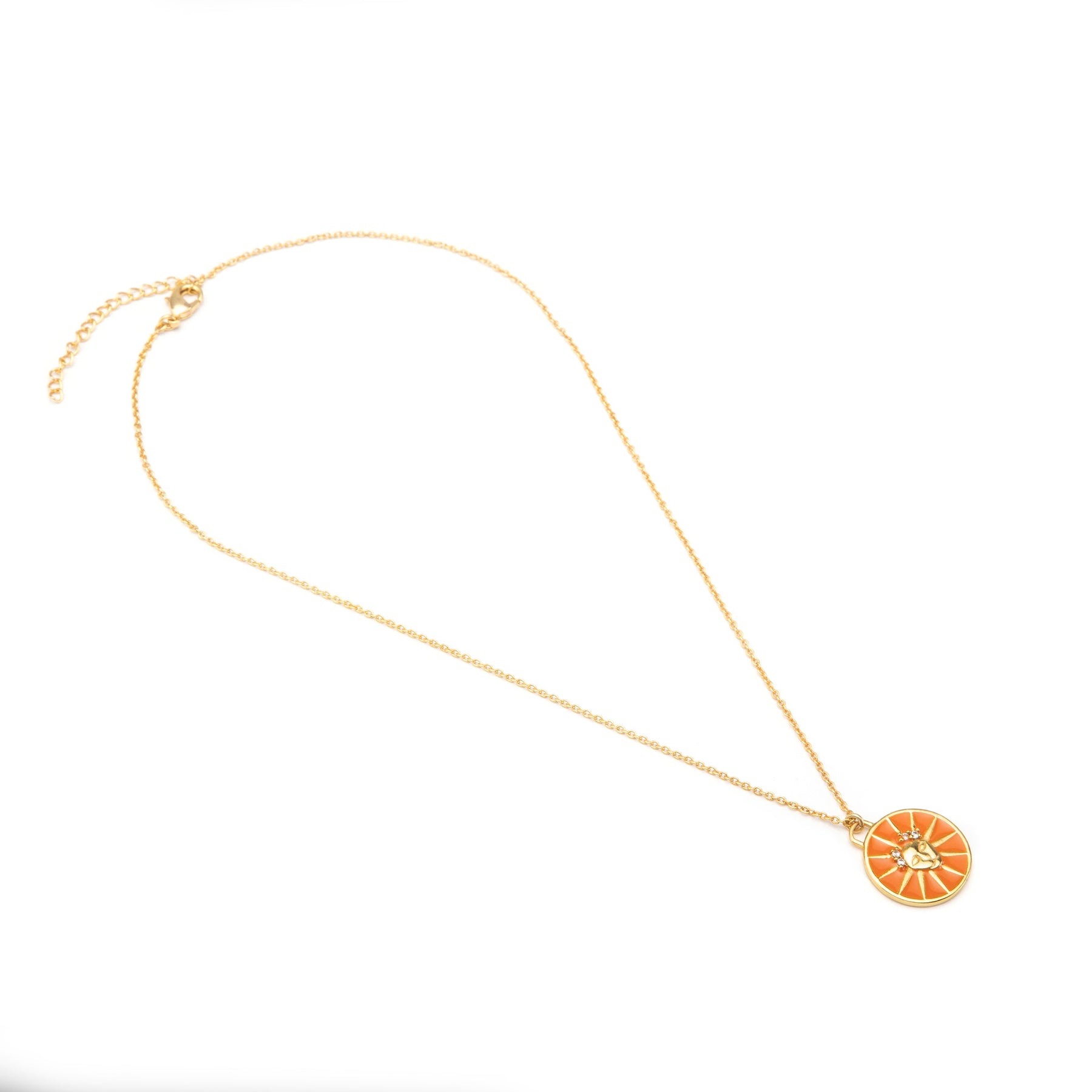 Celestial Leo Necklace – Gold Lion with Dazzling Orange Enamel