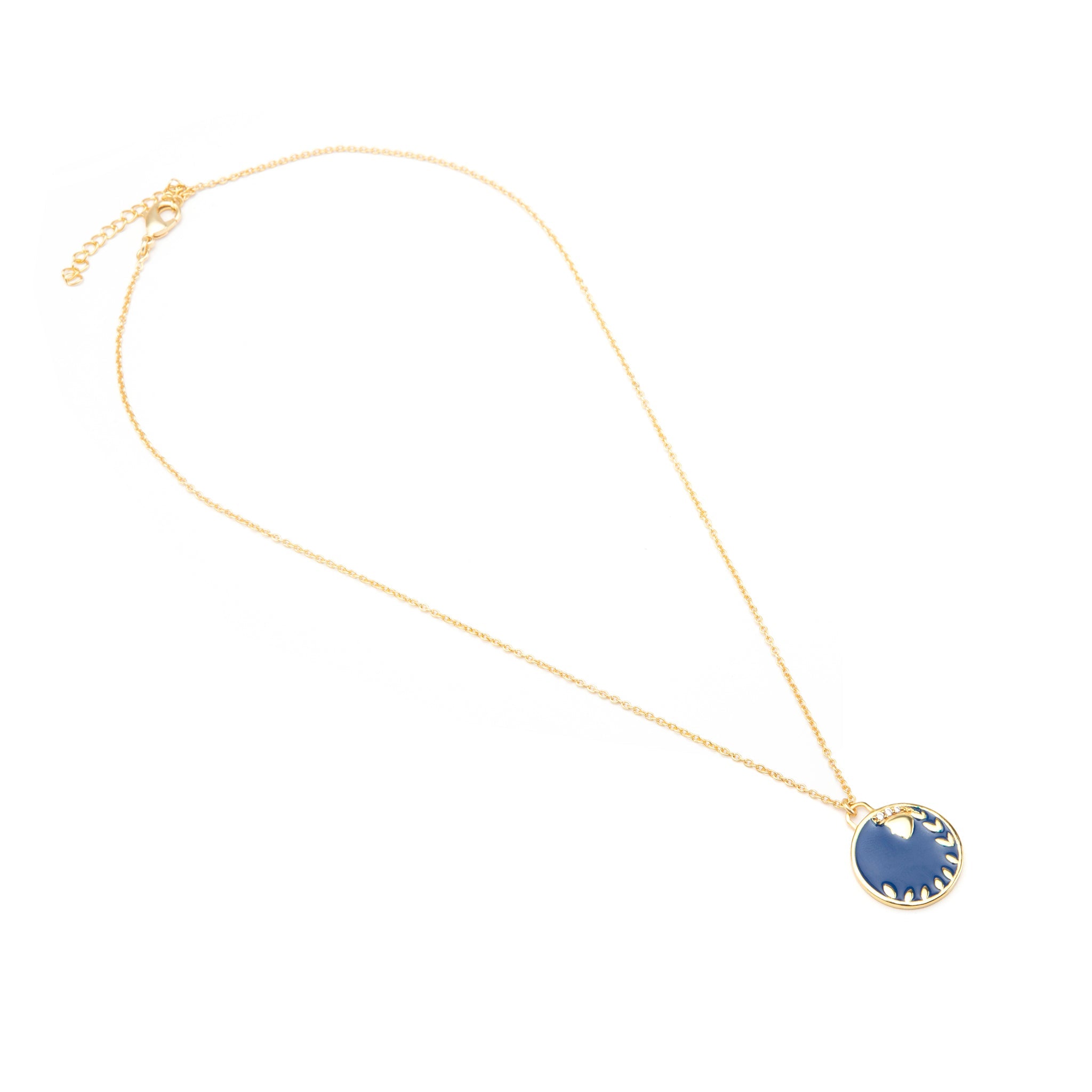 Celestial Virgo Necklace – Gold Virgin Symbol with Blue Enamel