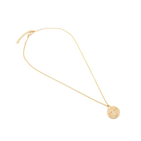 Celestial Libra Necklace – Gold Balance Symbol with Peach Enamel