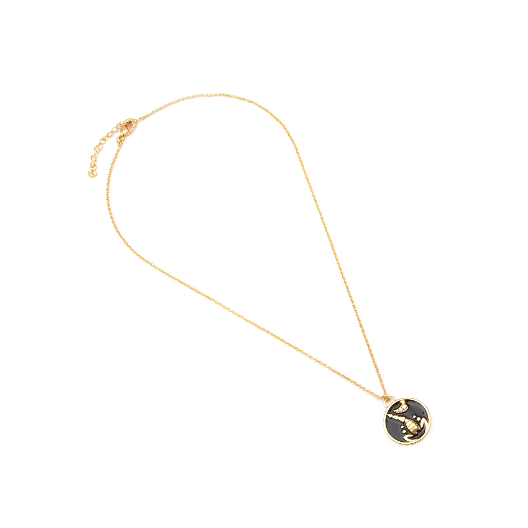 Celestial Scorpio Necklace – Gold Scorpion with Black Enamel Sparkle