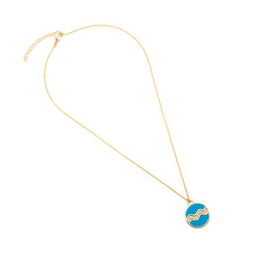 Celestial Aquarius Necklace – Gold Water Bearer with Aqua Blue Enamel