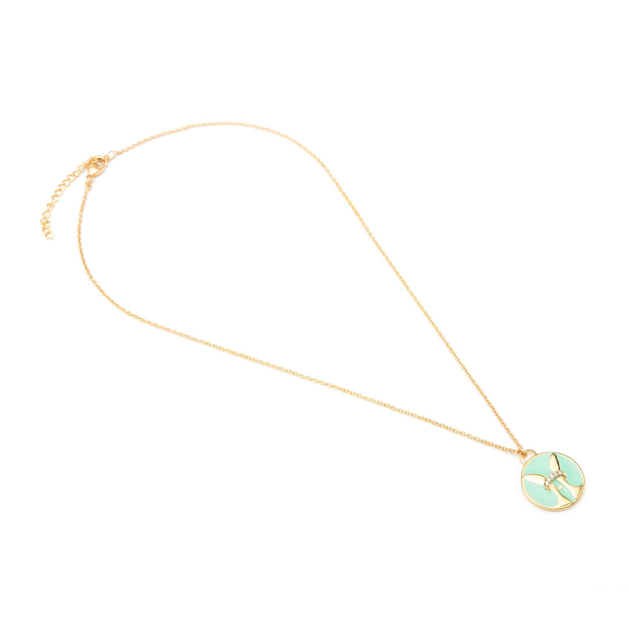 Celestial Pisces Necklace – Gold Fish with Seafoam Green Enamel