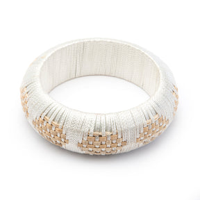 Anaisha Hand-Woven Bangle Elegant Cotton Cord with Natural Rattan