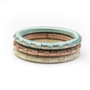 Beth Bangle Set - Nature-Inspired Hues with Hand-Woven Cotton and Rattan