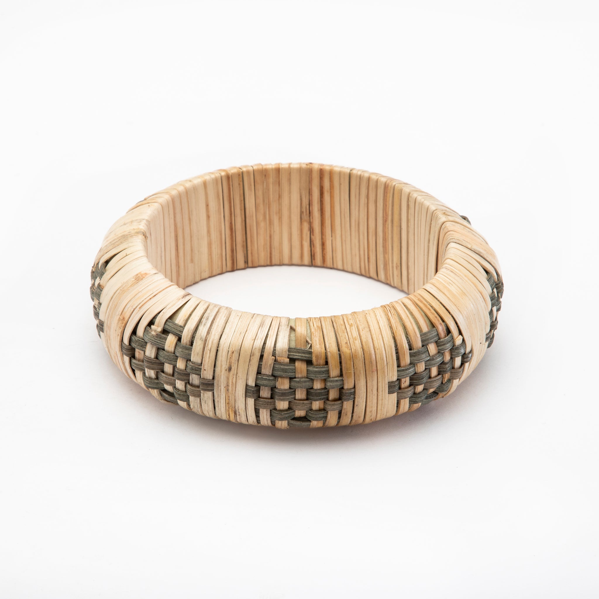 Rani Handwoven Bangle - Olive Rattan with Natural, Earthy Hues