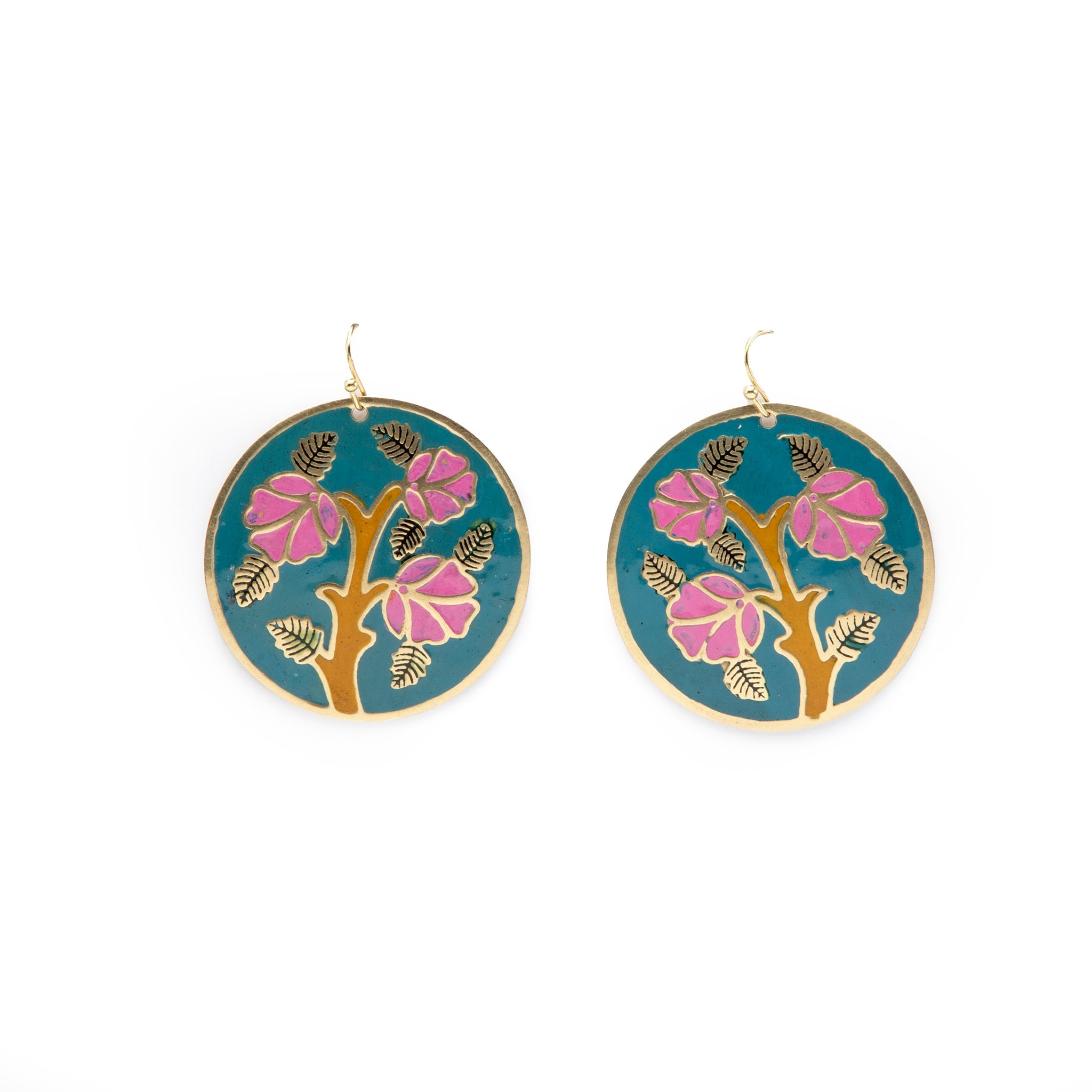 Anala Engraved Enamel Earrings