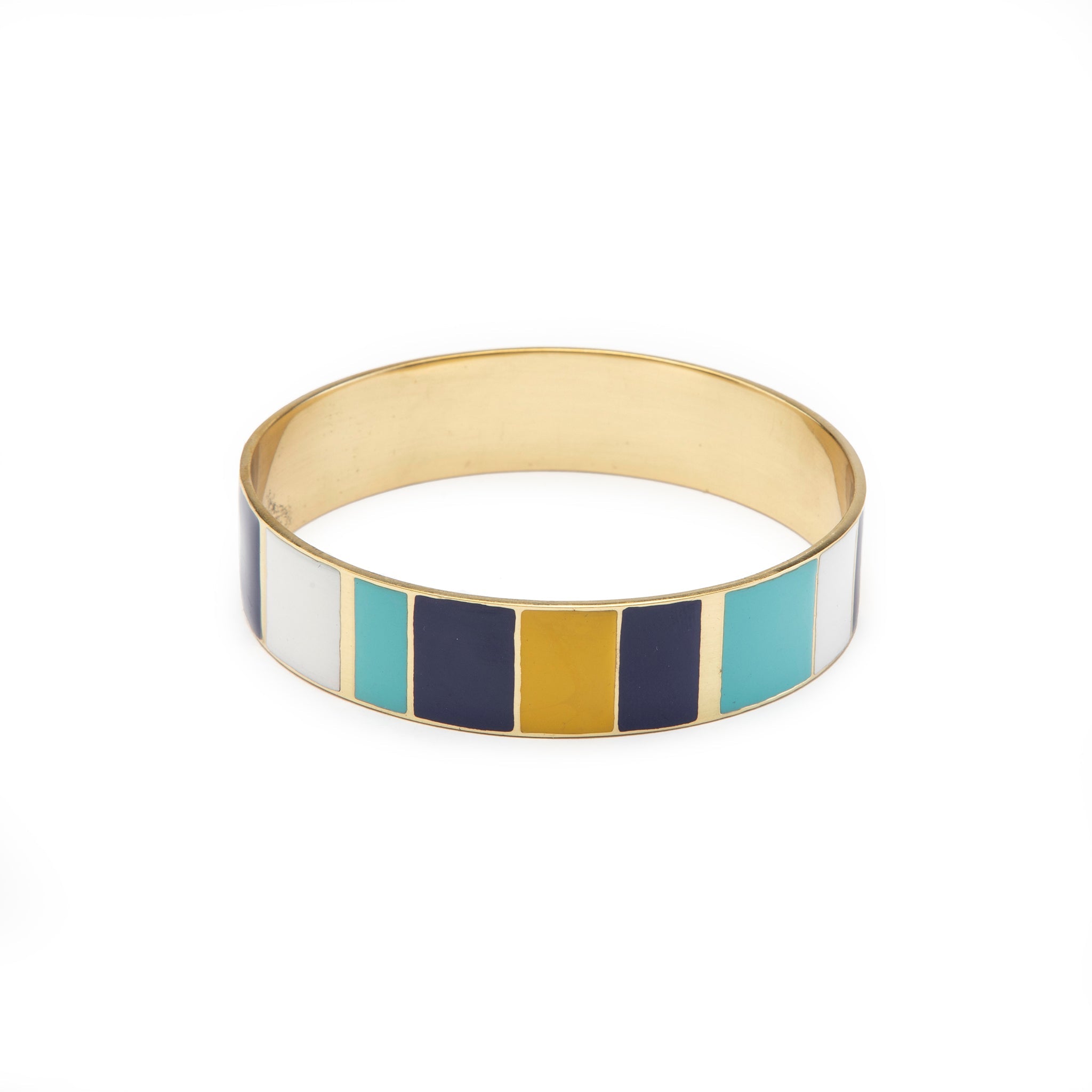 Dhari Enameled Bangle - Vibrant Color-Blocked Design with Gold Accents