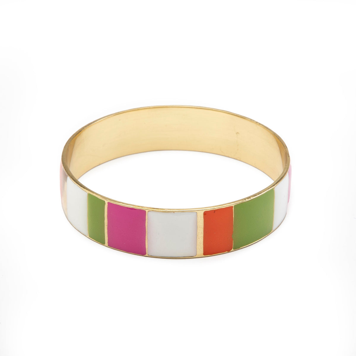 Sheetal Enameled Bangle - Color-Blocked Brass with Vibrant Enamel Accents