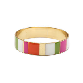 Sheetal Enameled Bangle - Color-Blocked Brass with Vibrant Enamel Accents