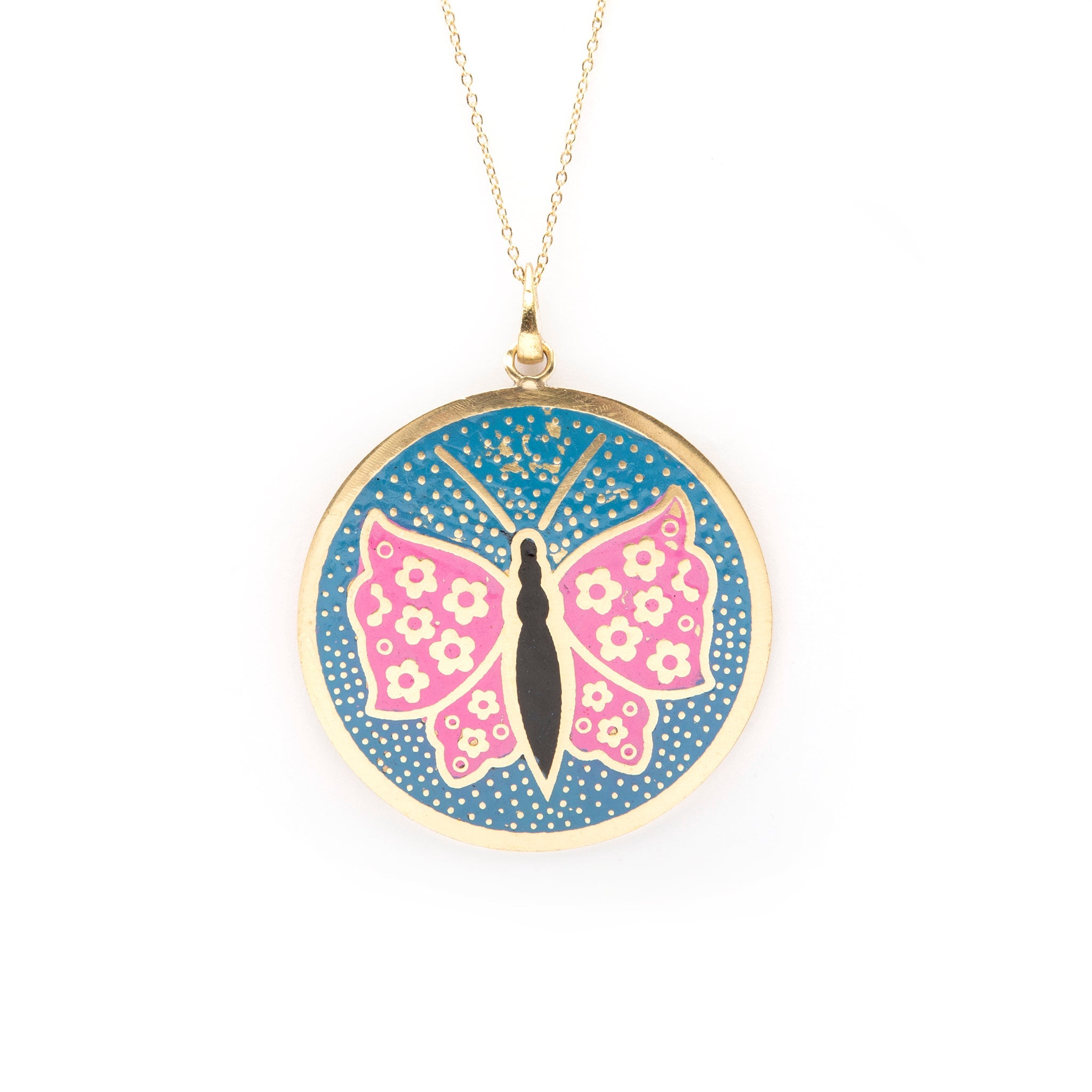 Ati Engraved Enamel Pendant