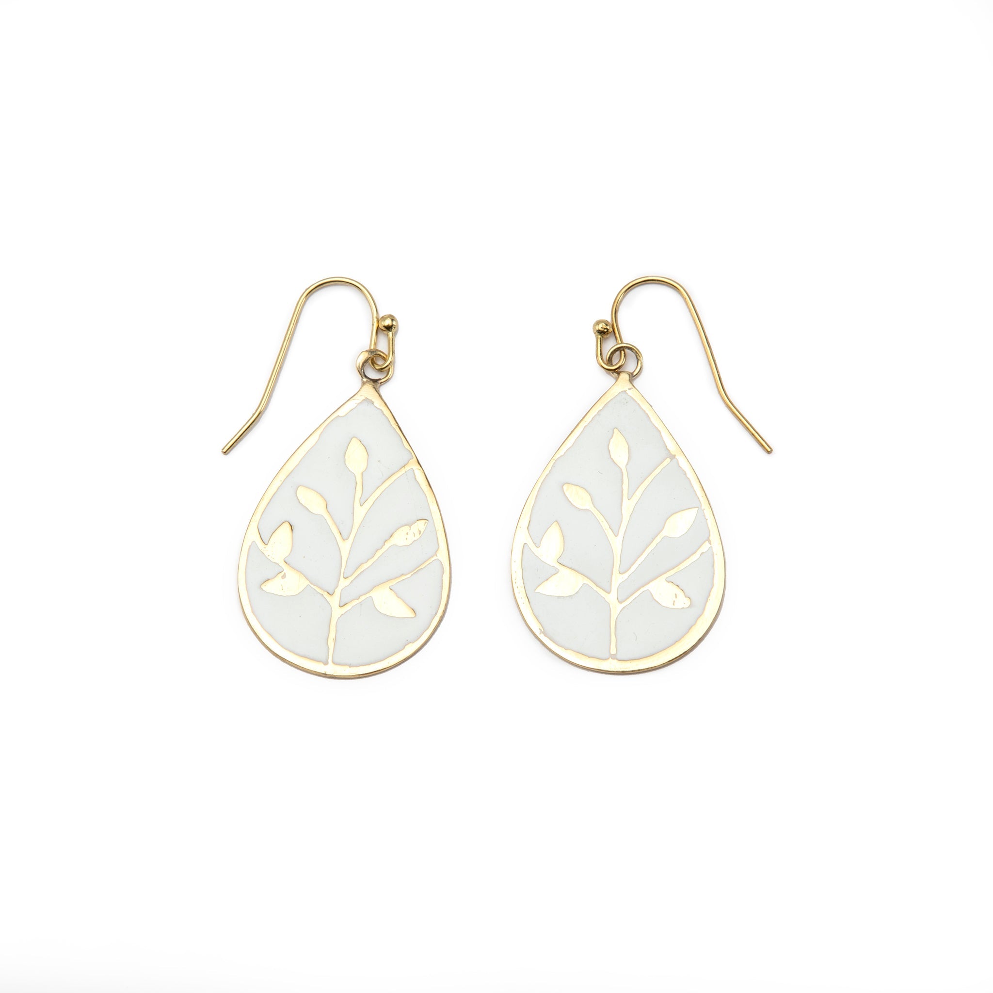 Safed Enamel Earrings